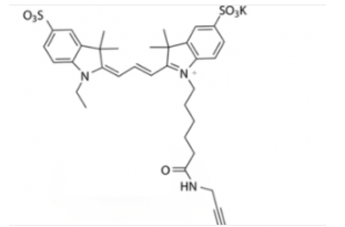 熒光染料diSulfo-Cy3 alkyne，水溶性二磺酸基CY3 alkyne/炔基炔烴(Ethyl)，CAS:1010386-62-5