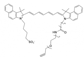 吲哚菁綠-聚乙二醇-炔基，ICG-PEG-alkyne/炔烴，溶于alcohols, DMSO, DMF等