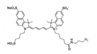 水溶性三磺酸基triSulfo-Cy5.5 azide/N3/疊氮，激發發射波長Ex/Em(nm) 673/691