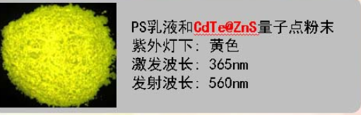 PS乳液和CdTe@ZnS量子點粉末