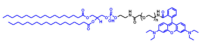 DSPE-PEG-Rhodamine 二硬脂酰基磷脂酰乙醇胺-PEG-羅丹明 DSPE-PEG-RB的高清結構式